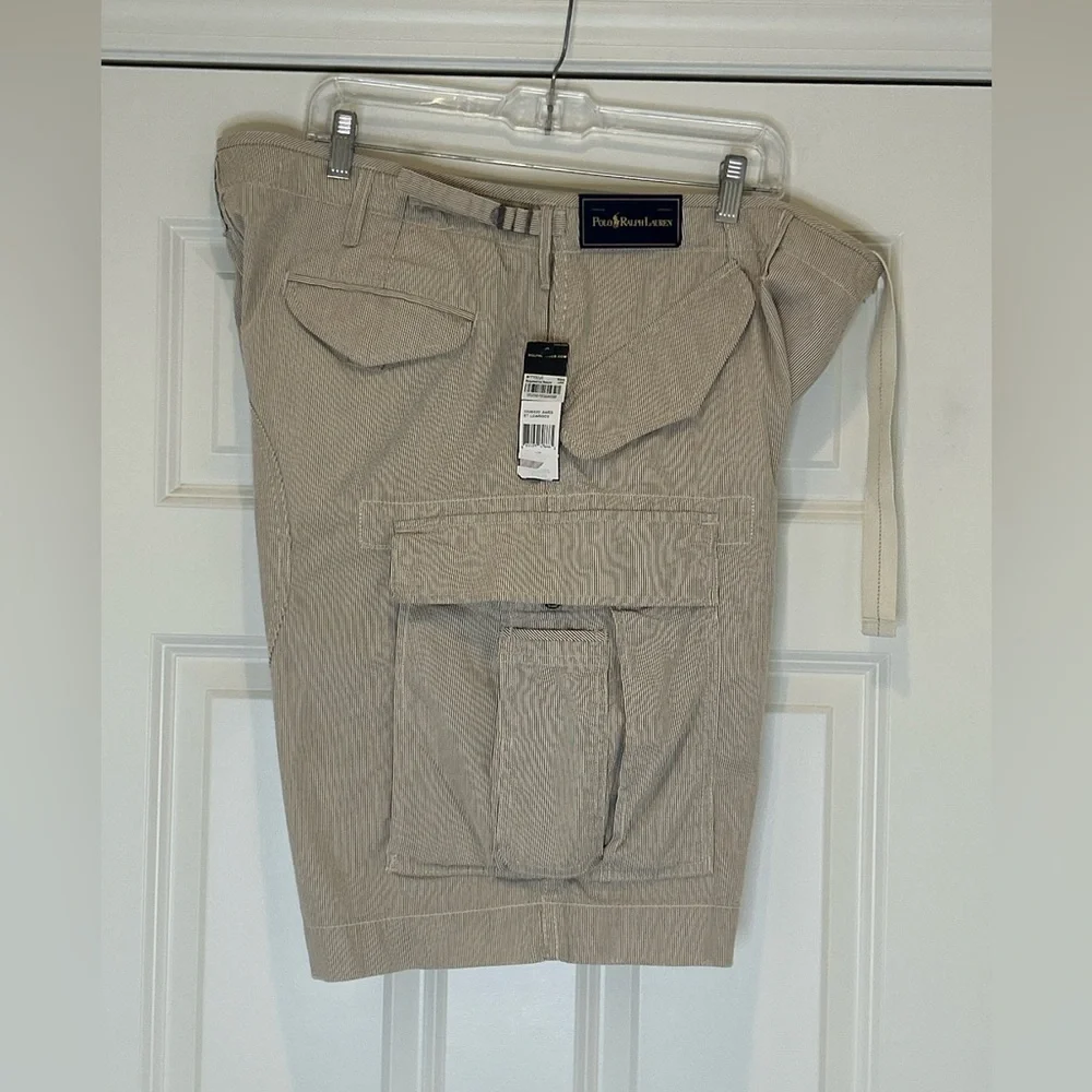 Polo Ralph Lauren Shorts Men's Seersucker Cargo Military Paratrooper NWT 40 - Picture 13 of 16